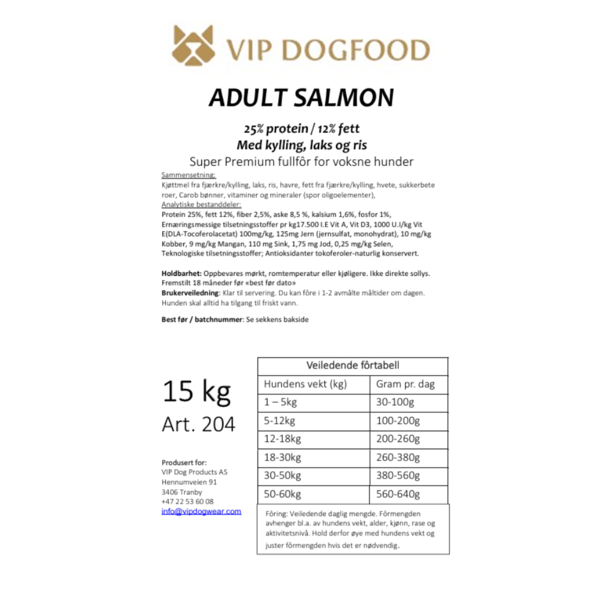 Bilde av VIP Dogwear Adult salmon 15 kg 